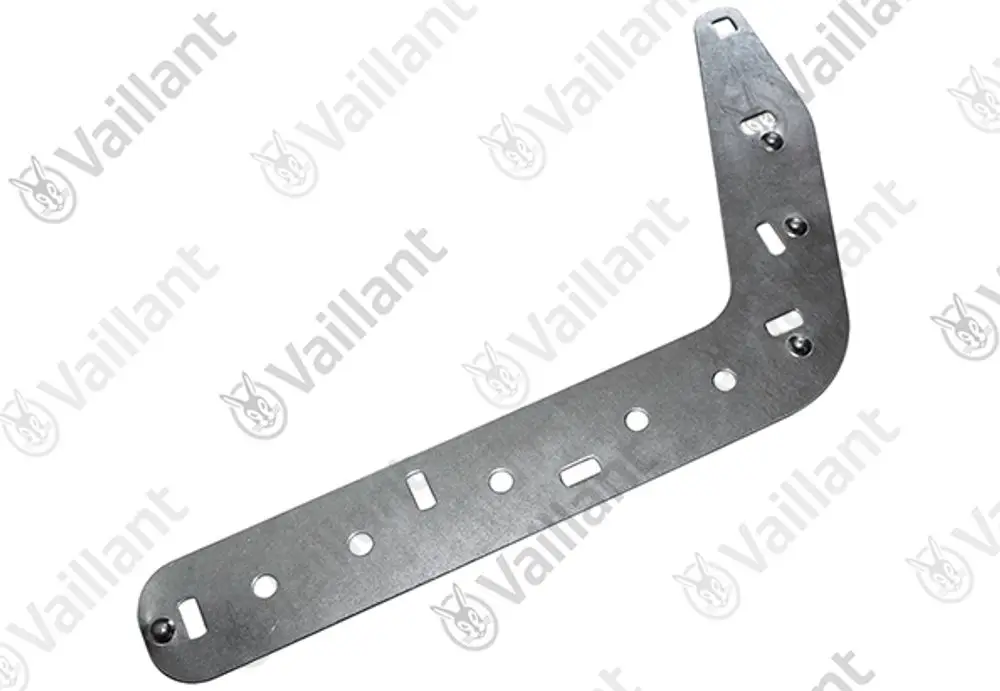 Halter aus Metall mit mehreren Bohrungen und einer L-Form, geeignet für die Montage in Vaillant Heizungsanlagen.